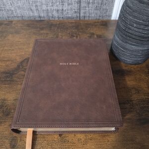 Brown 'Holy Bible' Leather-Style with Ribbon Marker